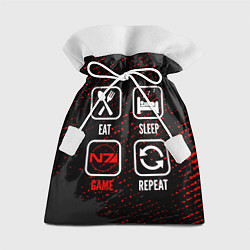 Мешок для подарков Eat, Sleep, Mass Effect, Repeat, цвет: 3D-принт