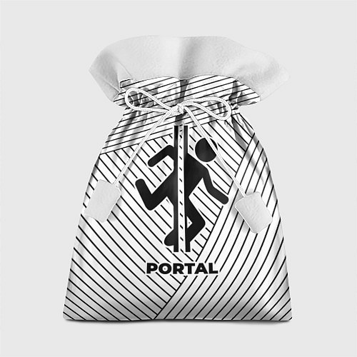 Подарочный мешок Символ Portal на светлом фоне с полосами / 3D-принт – фото 1