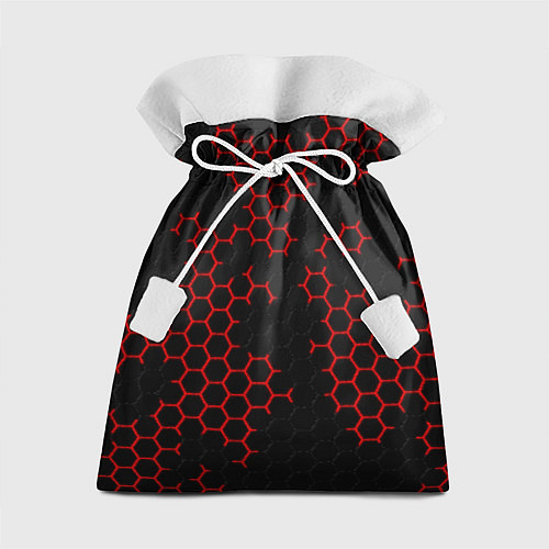 Подарочный мешок НАНОКОСТЮМ Black and Red Hexagon Гексагоны / 3D-принт – фото 1