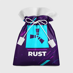 Мешок для подарков Символ Rust в неоновых цветах на темном фоне, цвет: 3D-принт
