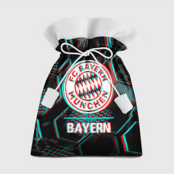 Мешок для подарков Bayern FC в стиле Glitch на темном фоне, цвет: 3D-принт