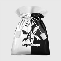 Мешок для подарков Linkin Park логотип черно-белый, цвет: 3D-принт