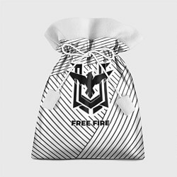 Мешок для подарков Символ Free Fire на светлом фоне с полосами, цвет: 3D-принт