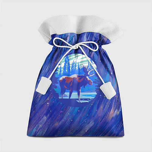 Подарочный мешок Лось в лесу Blue / 3D-принт – фото 1