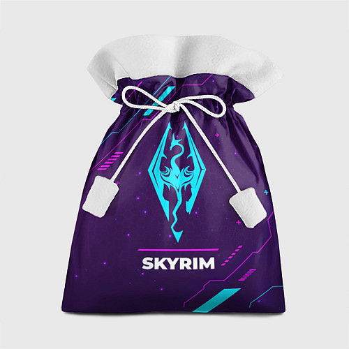 Подарочный мешок Символ Skyrim в неоновых цветах на темном фоне / 3D-принт – фото 1