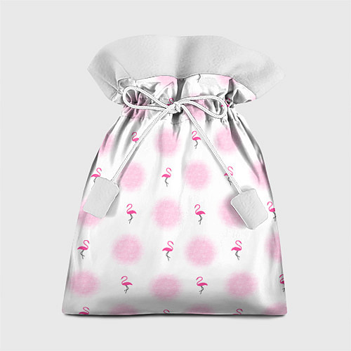 Подарочный мешок Фламинго и круги на белом фоне / 3D-принт – фото 1