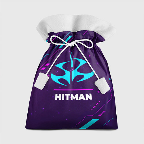 Подарочный мешок Символ Hitman в неоновых цветах на темном фоне / 3D-принт – фото 1