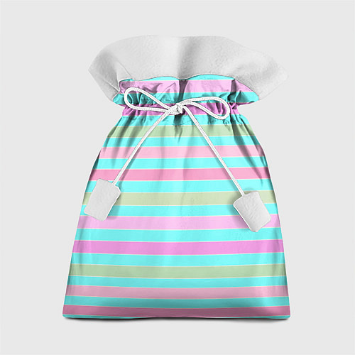 Подарочный мешок Pink turquoise stripes horizontal Полосатый узор / 3D-принт – фото 1