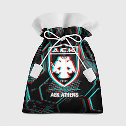 Мешок для подарков AEK Athens FC в стиле Glitch на темном фоне, цвет: 3D-принт