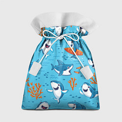 Мешок для подарков Прикольные акулята - паттерн, цвет: 3D-принт