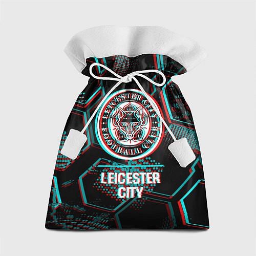 Подарочный мешок Leicester City FC в стиле glitch на темном фоне / 3D-принт – фото 1