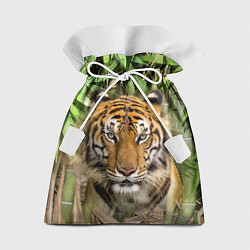 Мешок для подарков Матёрый тигр в зарослях бамбука, цвет: 3D-принт