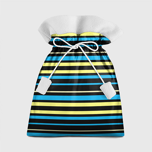 Подарочный мешок Желто-голубые полосы на черном фоне / 3D-принт – фото 1