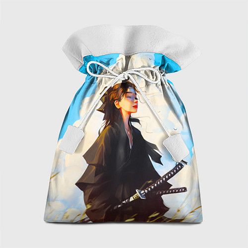 Подарочный мешок Девушка самурай и облака / 3D-принт – фото 1