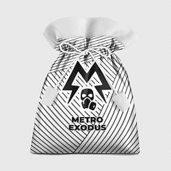 Мешок для подарков Символ Metro Exodus на светлом фоне с полосами, цвет: 3D-принт