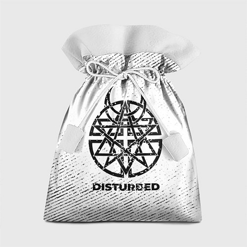 Подарочный мешок Disturbed с потертостями на светлом фоне / 3D-принт – фото 1