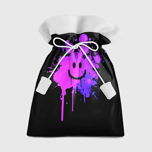 Подарочный мешок Неоновый улыбающийся смайлик / 3D-принт – фото 1