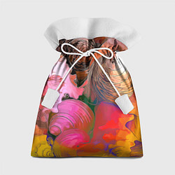 Мешок для подарков Стилизованная композиция из океанских ракушек, цвет: 3D-принт