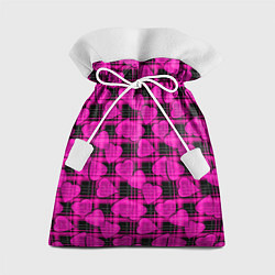 Мешок для подарков Black and pink hearts pattern on checkered, цвет: 3D-принт
