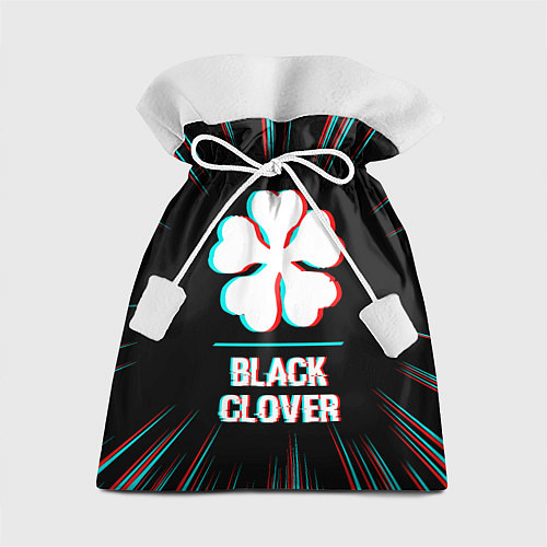 Подарочный мешок Символ Black Clover в стиле glitch на темном фоне / 3D-принт – фото 1
