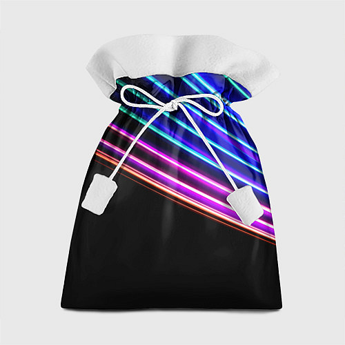 Подарочный мешок Неоновые полосы на черном / 3D-принт – фото 1