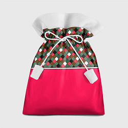 Мешок для подарков Красно-серый клетчатый узор, цвет: 3D-принт