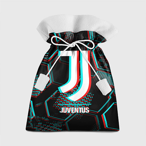 Подарочный мешок Juventus FC в стиле glitch на темном фоне / 3D-принт – фото 1