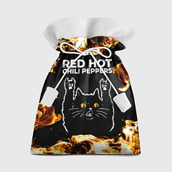 Мешок для подарков Red Hot Chili Peppers рок кот и огонь, цвет: 3D-принт