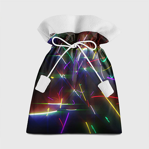 Подарочный мешок Разноцветные неоновые линии / 3D-принт – фото 1