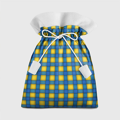 Подарочный мешок Желтый с синим клетчатый модный узор / 3D-принт – фото 1