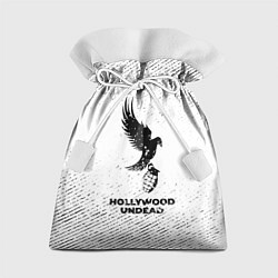 Мешок для подарков Hollywood Undead с потертостями на светлом фоне, цвет: 3D-принт