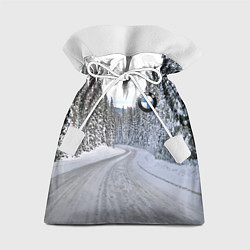 Мешок для подарков BMW - зимняя дорога через лес, цвет: 3D-принт
