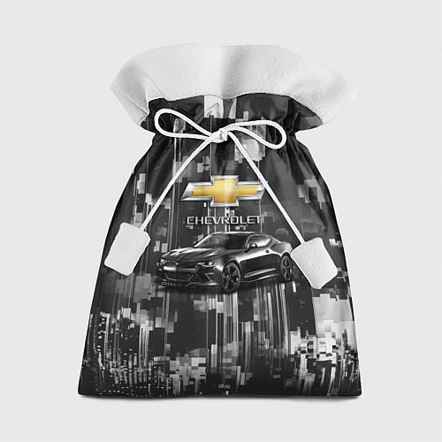Подарочный мешок Чёрный брутальный Шевроле / 3D-принт – фото 1