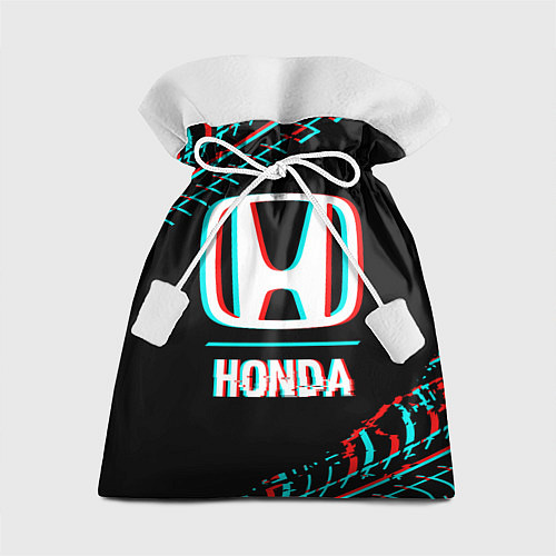 Подарочный мешок Значок Honda в стиле glitch на темном фоне / 3D-принт – фото 1