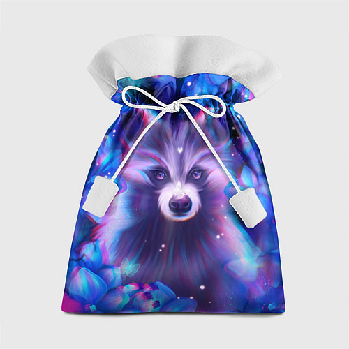 Подарочный мешок Волшебный енот в цветах / 3D-принт – фото 1