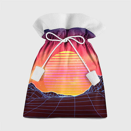 Подарочный мешок Абстрактные 3D неоновые горы на закате / 3D-принт – фото 1