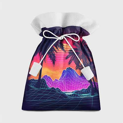 Подарочный мешок Тропический остров с пальмами ретро иллюстрация / 3D-принт – фото 1
