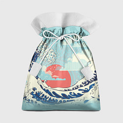 Мешок для подарков Морской пейзаж с большими волнами на закате, цвет: 3D-принт