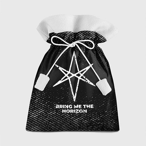 Подарочный мешок Bring Me the Horizon с потертостями на темном фоне / 3D-принт – фото 1
