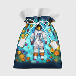 Мешок для подарков Космонавт в реке и желтые цветы, цвет: 3D-принт
