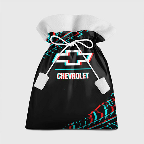 Подарочный мешок Значок Chevrolet в стиле glitch на темном фоне / 3D-принт – фото 1