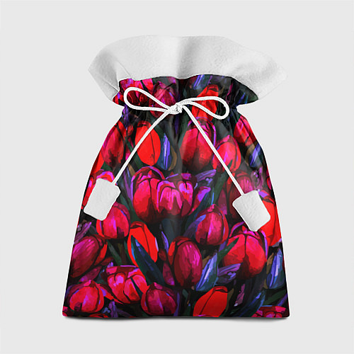 Подарочный мешок Тюльпаны - поле красных цветов / 3D-принт – фото 1