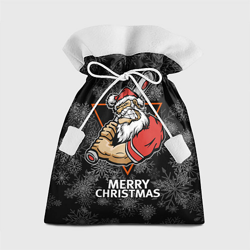 Подарочный мешок Merry Christmas! Cool Santa with a baseball bat / 3D-принт – фото 1