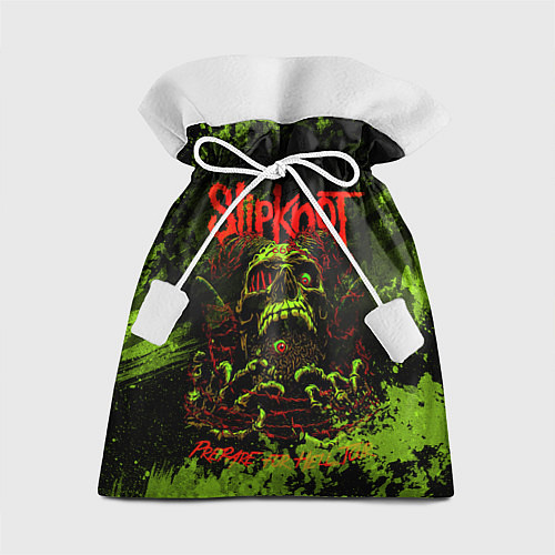Подарочный мешок Slipknot green череп / 3D-принт – фото 1