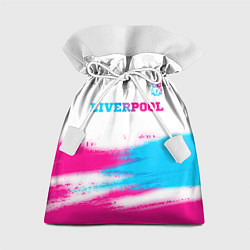Мешок для подарков Liverpool neon gradient style: символ сверху, цвет: 3D-принт