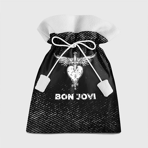 Подарочный мешок Bon Jovi с потертостями на темном фоне / 3D-принт – фото 1