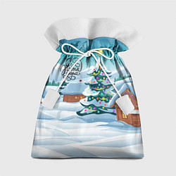 Мешок для подарков Новогодние избушки, цвет: 3D-принт