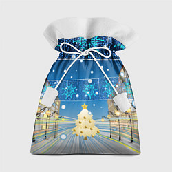 Мешок для подарков Новогоднее настроение - ночной город, цвет: 3D-принт