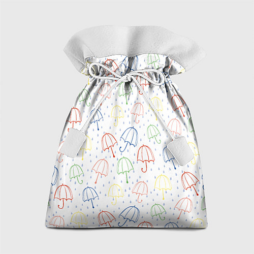 Подарочный мешок Цветные зонтики с каплями дождя / 3D-принт – фото 1
