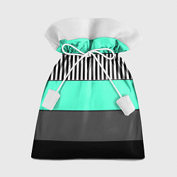 Мешок для подарков Полосатый зеленый с черным и белым узор, цвет: 3D-принт